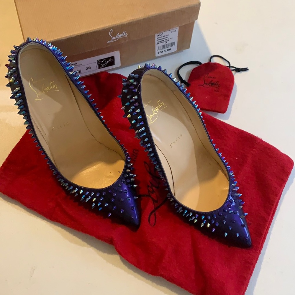 Worn once Blue Spiky Red Bottoms